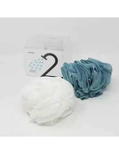 Houppette de Bain (2-Pack/Blanc & Bleu)