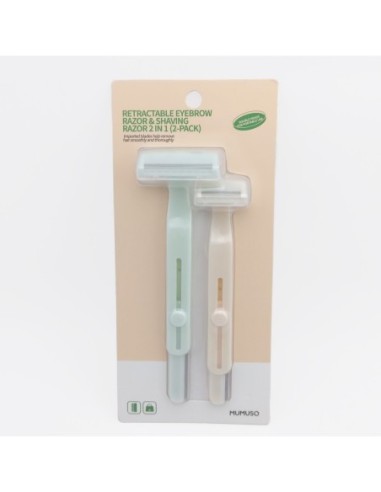 Rasoir à Sourcils et Rasoir Rétractable 2 en 1 (2-Pack)