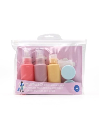 Set de 5 Bouteilles de Voyage Portables Aux Couleurs Des Macarons