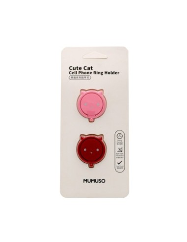 Support D'Anneau pour Téléphone Portable en Forme de Chat Mignon - Rose & Rouge.