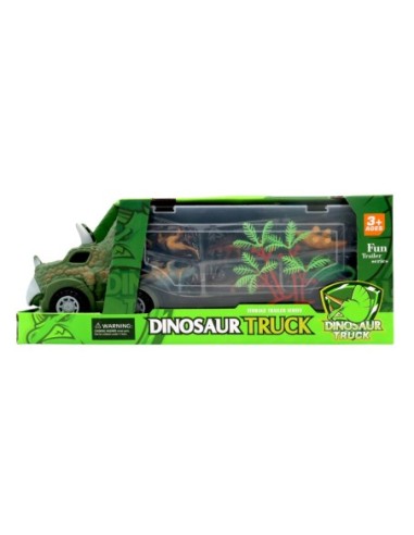 Ensemble de Jouets de Camion Porteur de Dinosaures (Tracteur Triceratops)