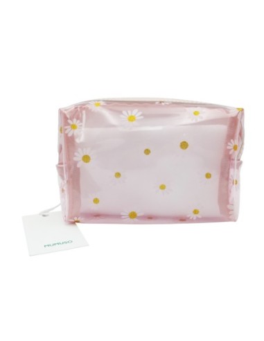 Pochette Cosmétique Transparente (Marguerite/Rose)