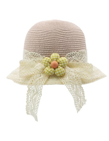 Chapeau de Paille avec Nœud Papillon (Rose)