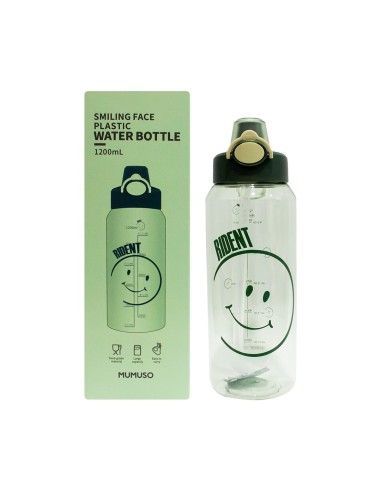 Bouteille D'Eau en Plastique avec Visage Souriant (1-2 L - Vert)